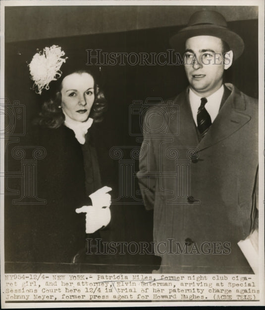 1947 Press Photo Patricia Miles and Attorney Elvin Unterman in NY Paternity Case