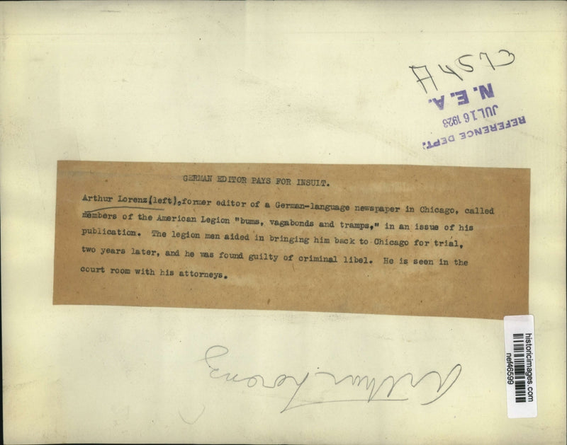 Load image into Gallery viewer, 1923 Press Photo Arthur Lorenz German Editor guilty of Criminal Libel
