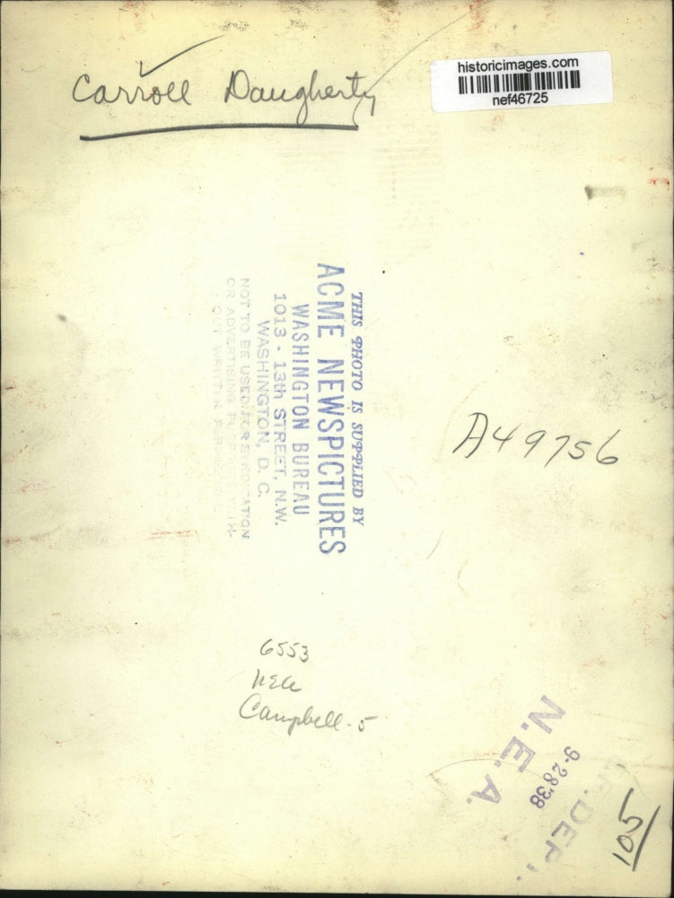 1938 Press Photo Carroll Daugherty - nef46725