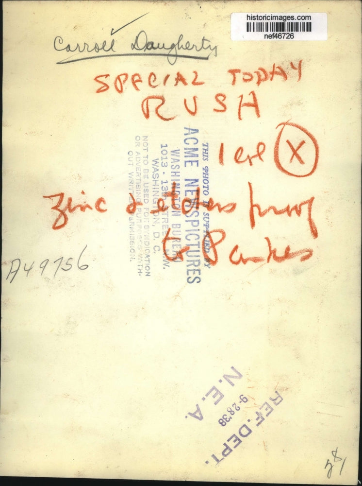 1938 Press Photo Carroll Daugherty - nef46726