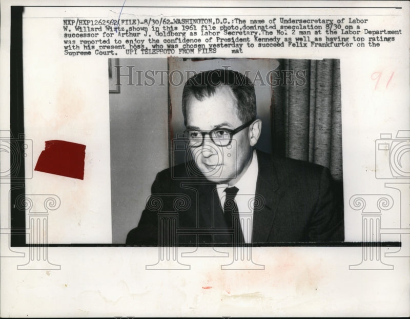 Load image into Gallery viewer, 1962 Press Photo W.Willard Wirtz Undersecretary of Labor - nef46894
