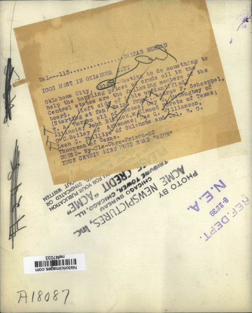 1939 Press Photo Meeting in Oklahoma to Help With Toppling Crude Oil Prices