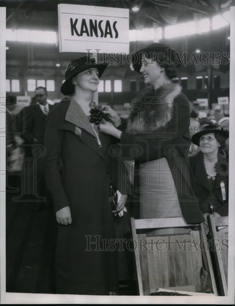 1935 Press Photo Mrs. J.T. Poole, Mrs. G.A. Kininmonth at Grass Roots Convention