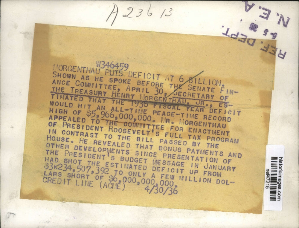 1936 Press Photo Secy of Treasury Henry Morgenthau Jr Spoke Before Sen Finance