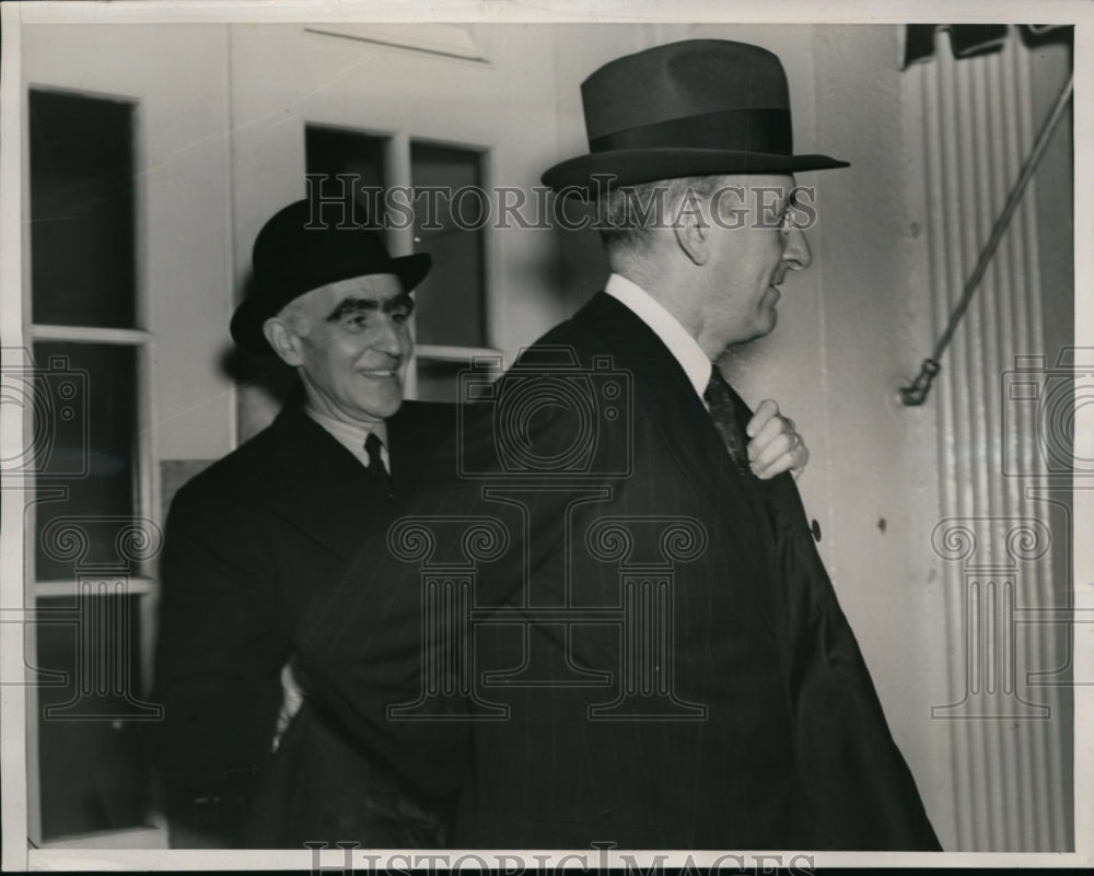 1940 Press Photo Arthur B Purvis & Henry Morgenthau Leaving White House Luncheon