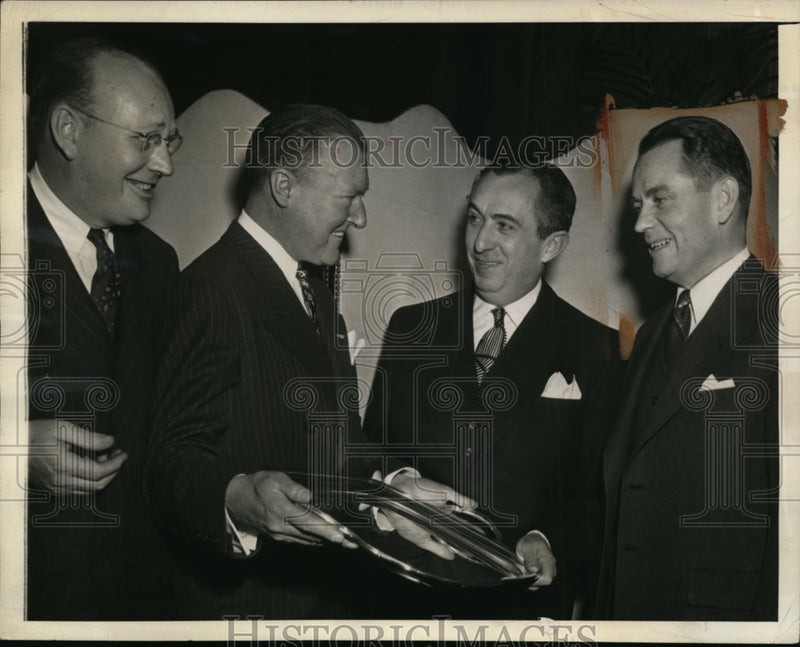 Load image into Gallery viewer, 1943 Press Photo Furigo Penteado Receives Silver Coffee Service Platter
