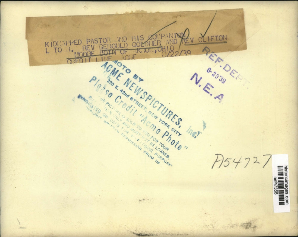 1939 Press Photo Pastors Gerould Goldner, Clifton Moore of Akron, Ohio