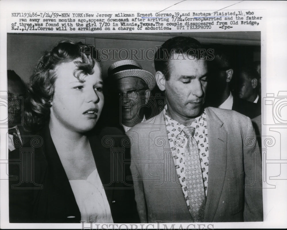 1959 Press Photo Ernest Corrao and Barbara Plaisted Charged of Abduction