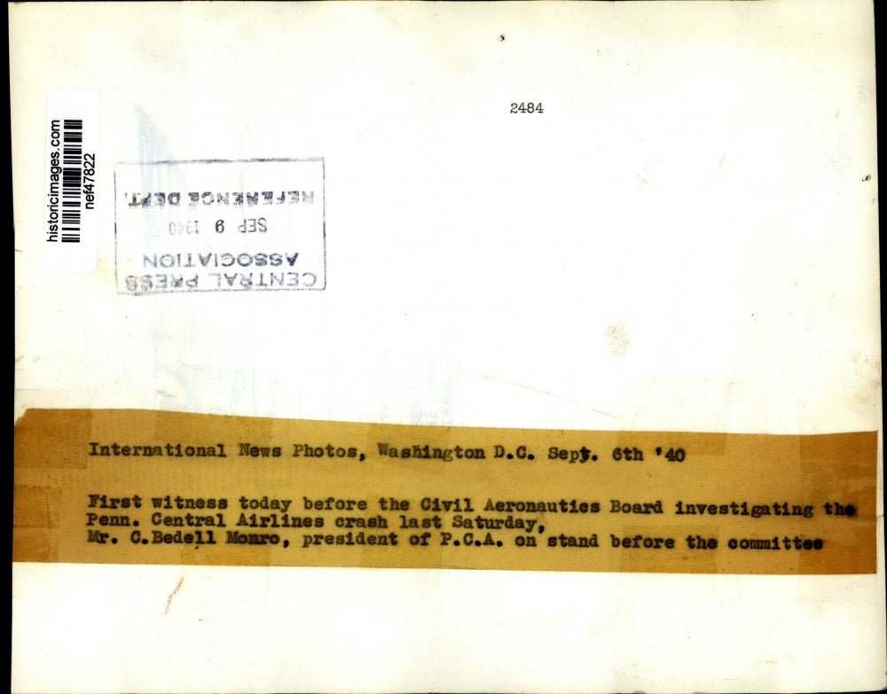 1940 Press Photo C. Bedell Monro at Civil Aeronautics Board Hearing - nef47822