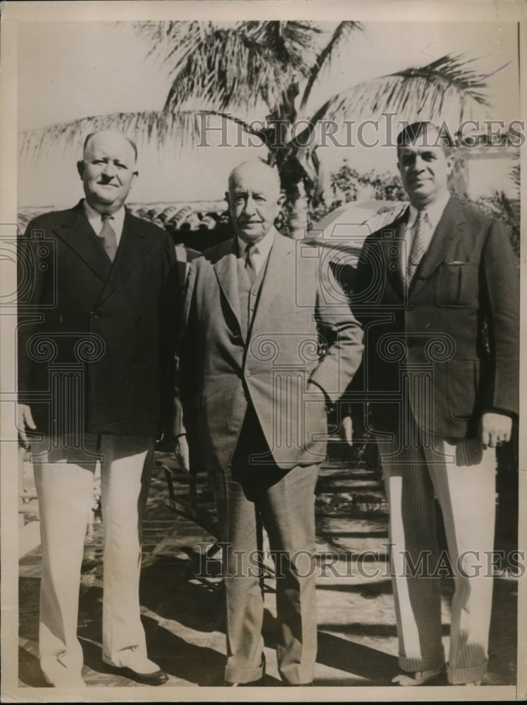 1936 Press Photo Ross Beason, John Hays, B.F. Castle in Miami Beach, Florida
