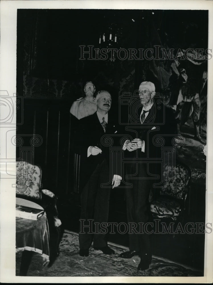 1937 Press Photo Alfred Lebrun, King Gustav of Sweden at elysee Palace