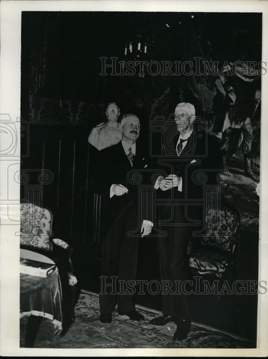 1937 Press Photo Alfred Lebrun, King Gustav of Sweden at elysee Palace
