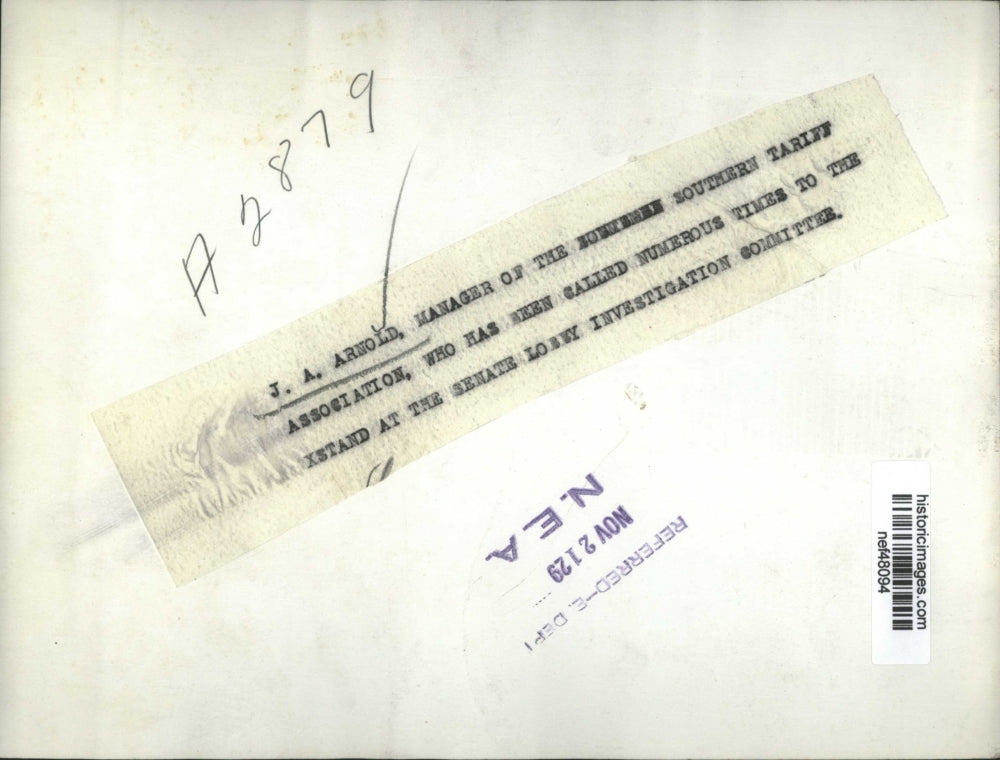 1929 Press Photo Manager of the Southern Tariff Association J.A. Arnold