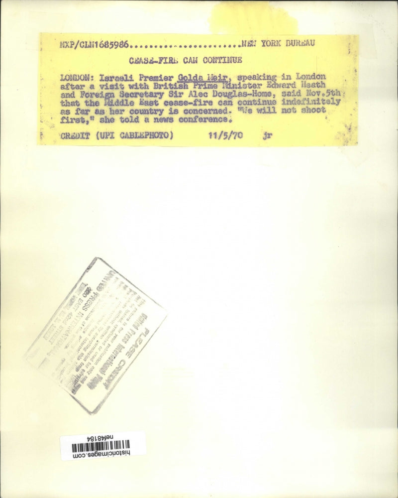 1970 Press Photo Israeli Premier Golda Neir Speaking in London - nef48184