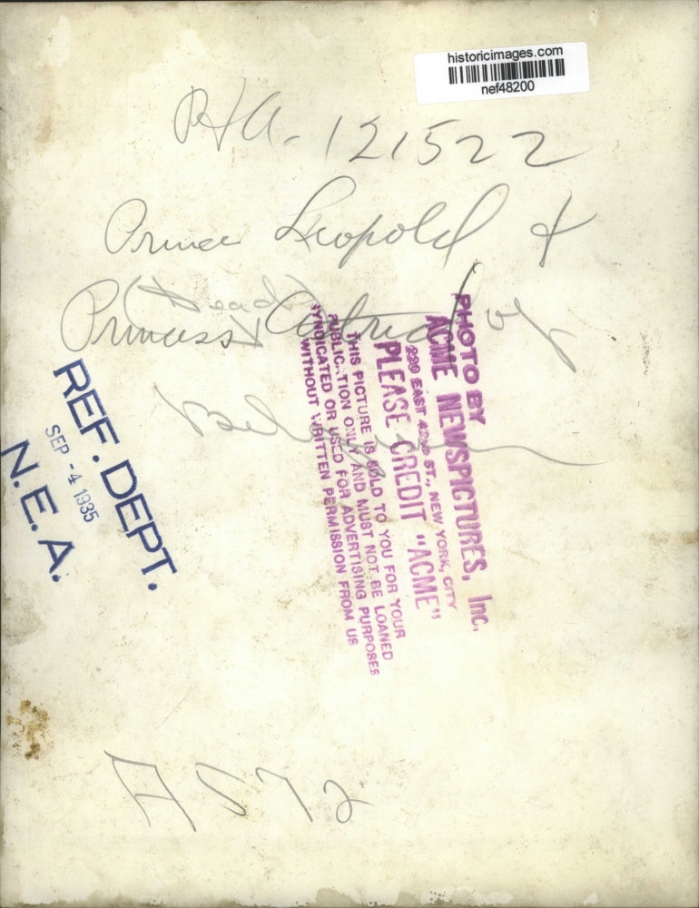 1935 Press Photo Prince Leopold and Princess Contrice - nef48200