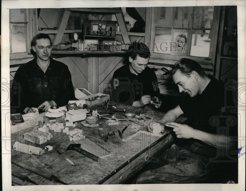 Load image into Gallery viewer, 1944 Press Photo Prisoners are Working in Woodworking Shop Inside Compound
