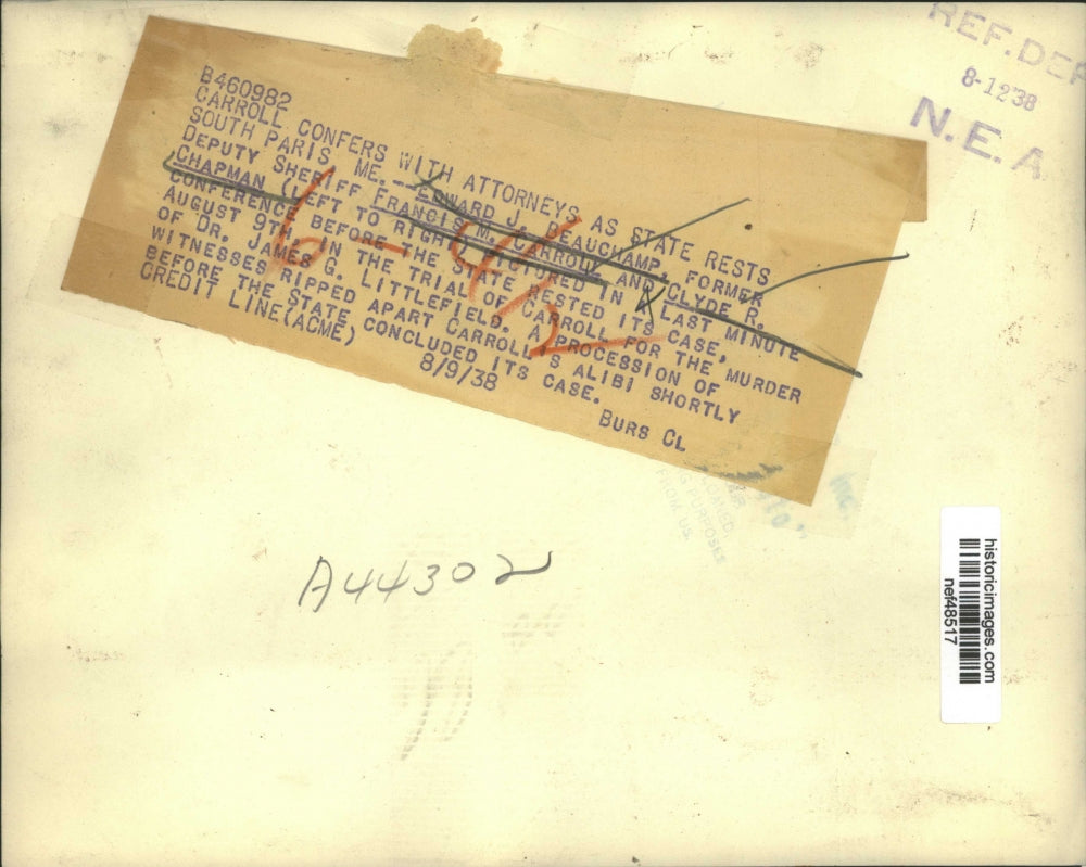 1938 Press Photo Last Minute Conference Before State Rests Its Case - nef48517