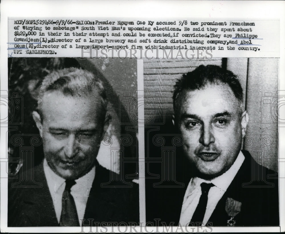 1966 Press Photo Philippe Grandjean, Abel Gore, Accused of Vietnam Sabotage- Historic Images