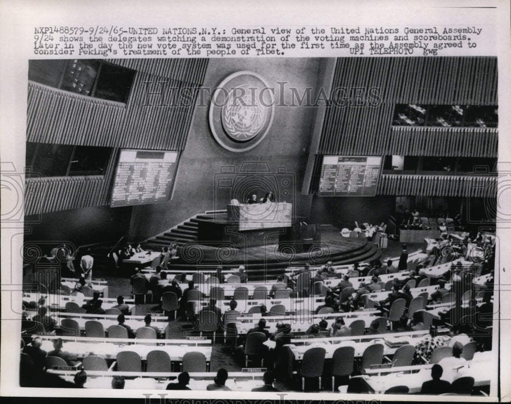 1965 Press Photo United Nations General Assembly During Voting Demonstration