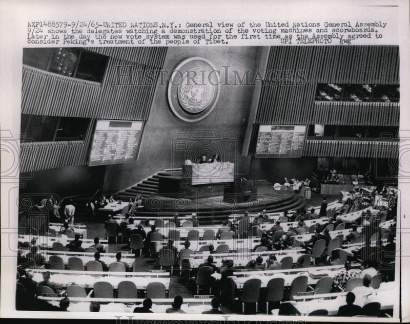 Load image into Gallery viewer, 1965 Press Photo United Nations General Assembly During Voting Demonstration
