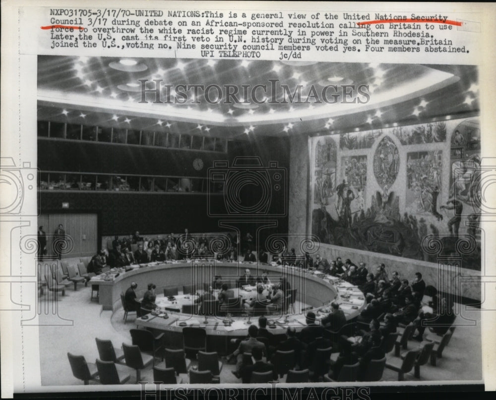 1970 Press Photo United Nations Security Council Meeting on South Rhodesia
