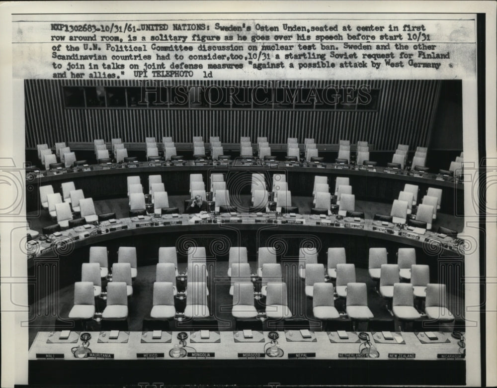 1961 Press Photo Osten Unden Practices United Nations Political Committee Speech