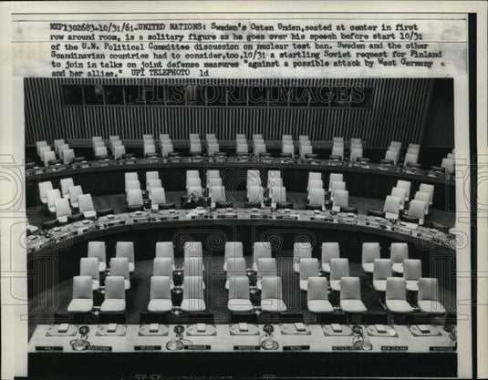 1961 Press Photo Osten Unden Practices United Nations Political Committee Speech