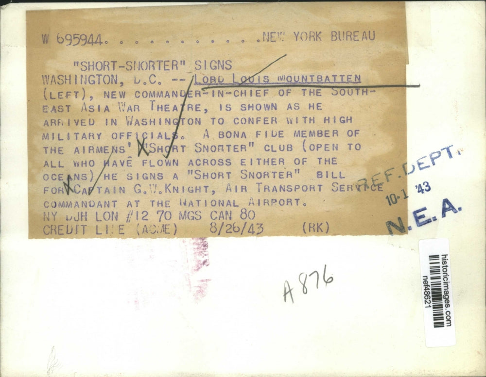 1943 Press Photo Lord Louis Mountbatten with Military Officials in Washington DC