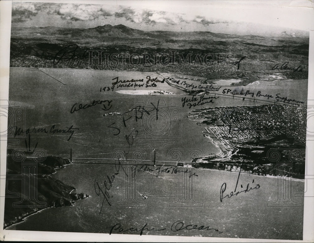 1938 Press Photo San Francisco Bay Airview - nef48755