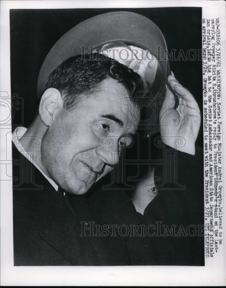 1961 Press Photo Soviet Foreign Minister Andrei Gromyko meet with U.S President