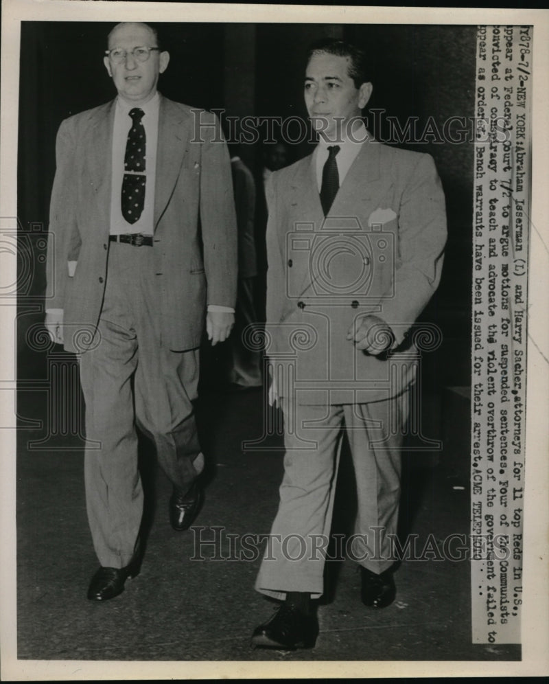 Load image into Gallery viewer, 1951 Press Photo Abraham Isserman and Harry Sacher Attorneys for 11 Reds in U.S
