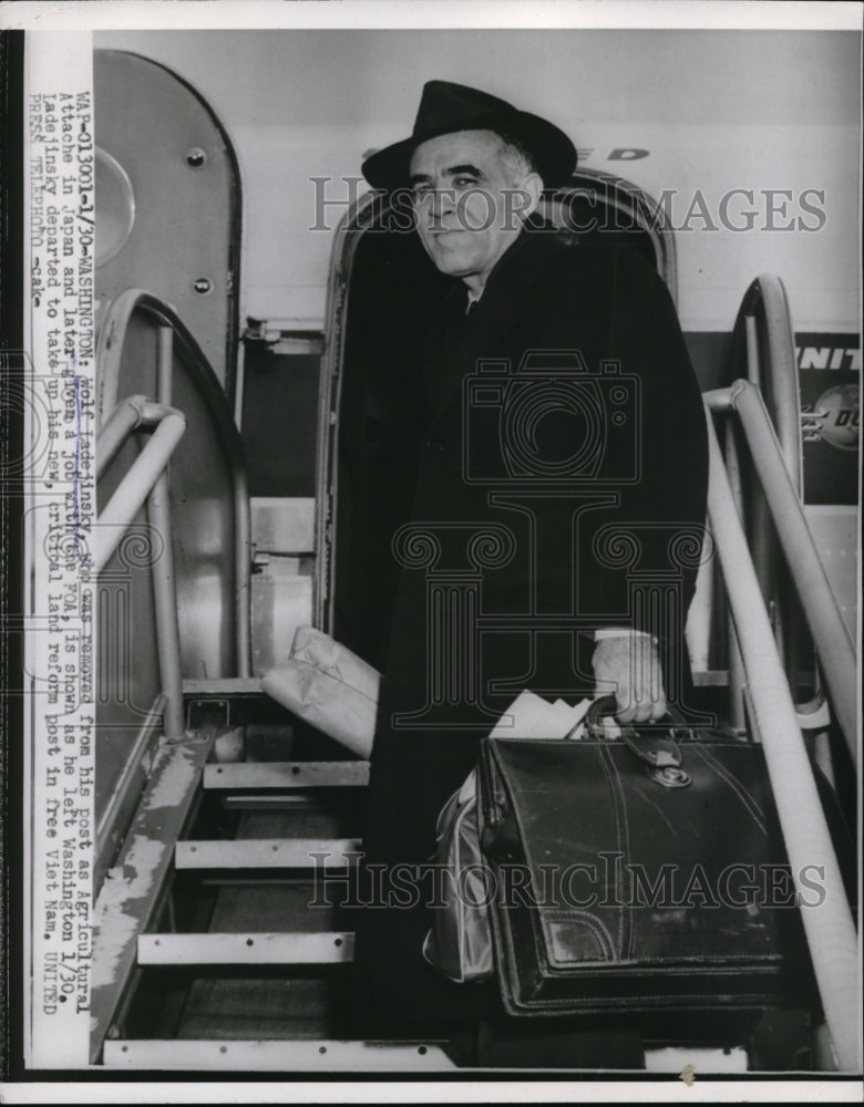 Load image into Gallery viewer, 1955 Press Photo Wolf Ladejinsky Shown Leaving Washington January 30th
