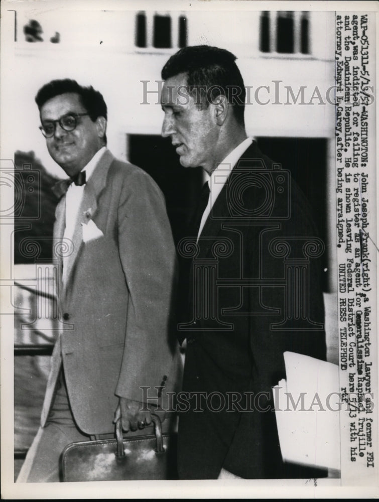 1957 Press Photo John Joseph Frank Leaving Federal District Court, Washington