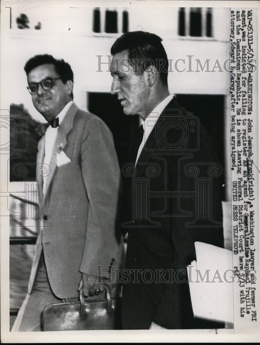 1957 Press Photo John Joseph Frank Leaving Federal District Court, Washington