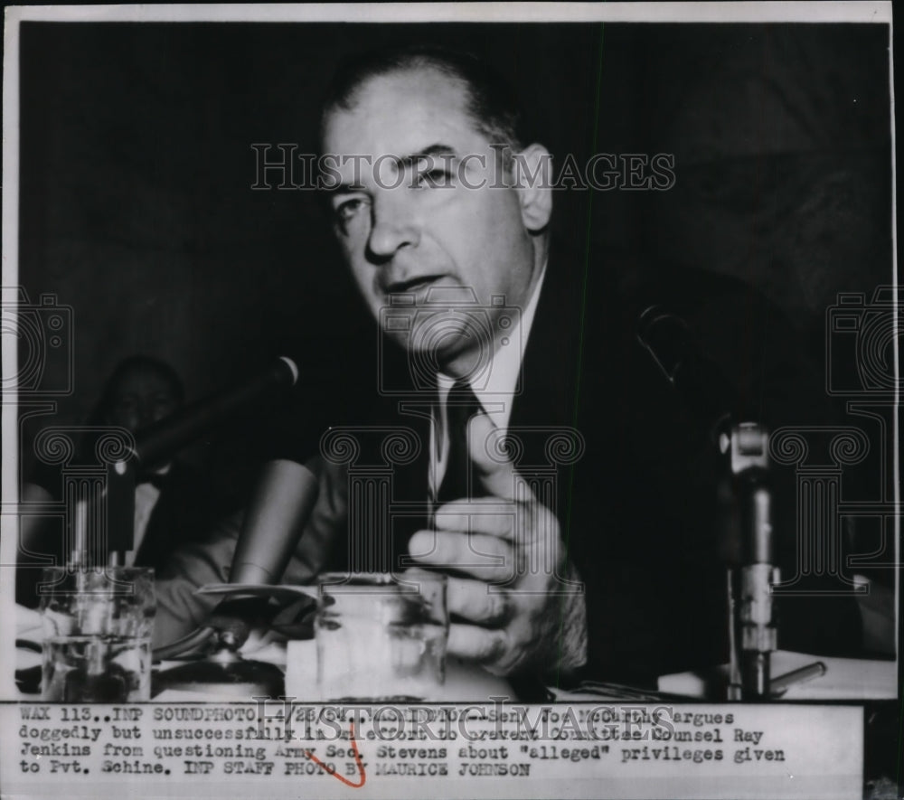 1954 Press Photo Senator Joe CaCarthy questioned Army Secretary Steven
