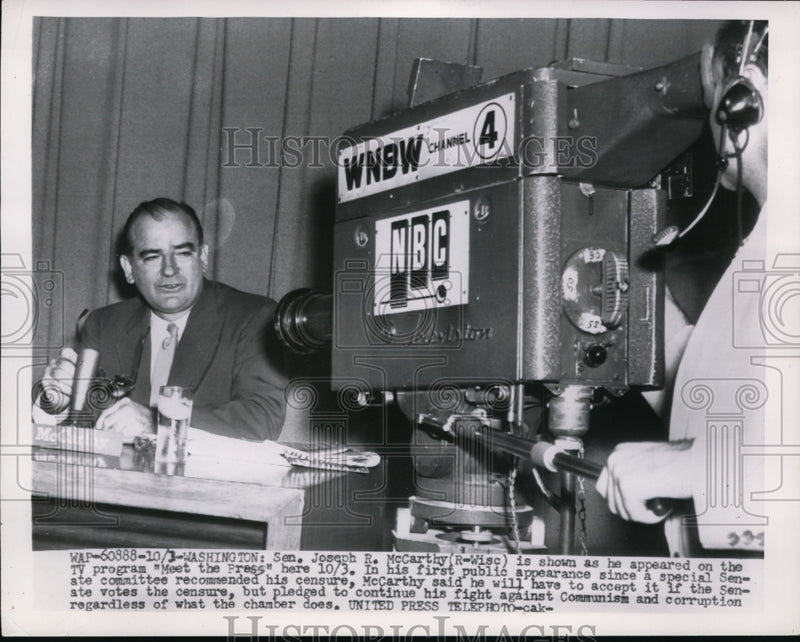 Load image into Gallery viewer, 1954 Press Photo Sen McCarthy Shown Appearing On TV Program "Meet The Press"

