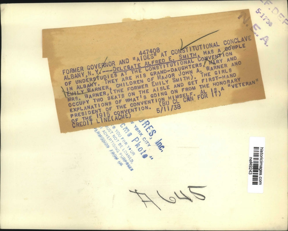 1938 Press Photo Delegate Alfred E Smith & Aides Attend Constitutional Conclave