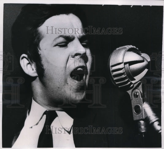 1957 Press Photo Sime Renila contestant for like Elvis Presley Singing Contest
