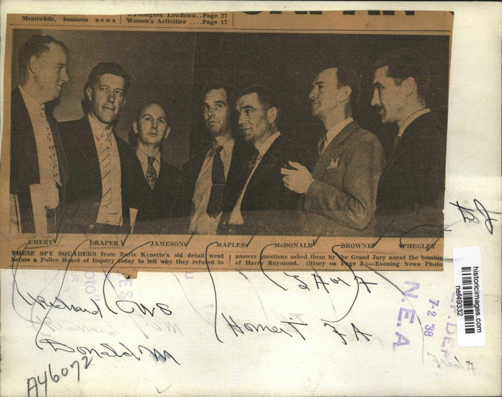 1938 Press Photo Spy Squadres From Faris Kynettes Old Detail Went Before Inquest