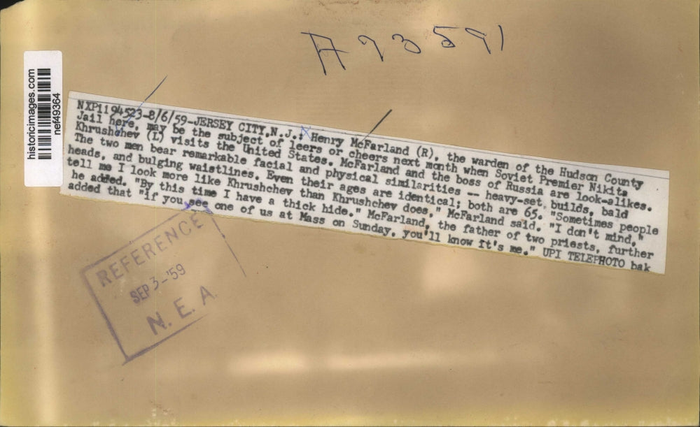 1959 Press Photo Henry McFarland Warden of Hudson County Jail - nef49364