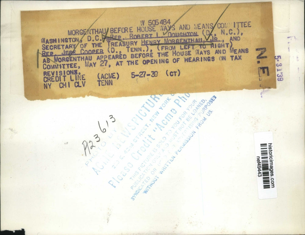 1939 Press Photo Robert L. Doughton, Henry Morgenthau, Jr., Jere Cooper