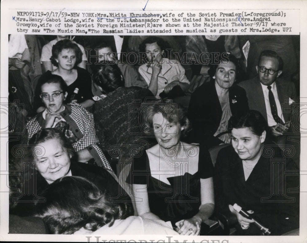 1959 Press Photo Nina Khrushchev, Anna Cabot mills Davis, Lydia Gromyko in NYC