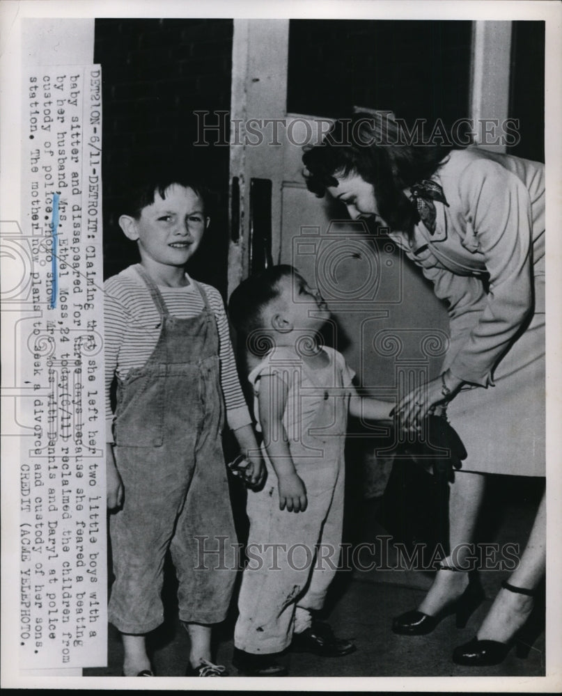 1951 Press Photo Mrs.Ethel Moss reclaimed her children from custody of Police