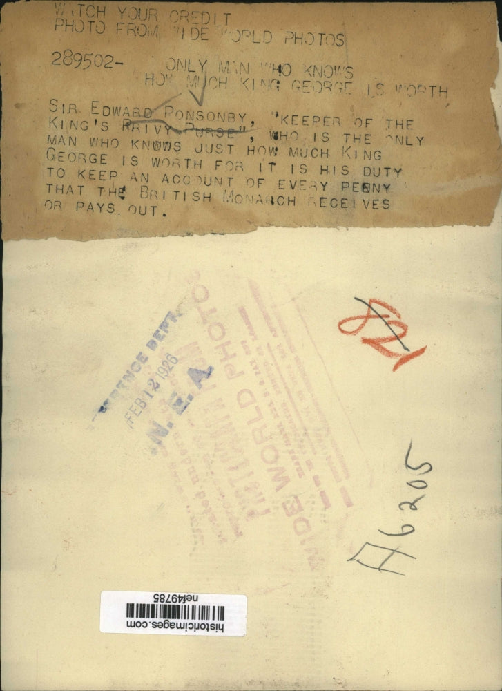 1926 Press Photo Sir Edward Ronsonby Only Man Who Knows the Worth of King George