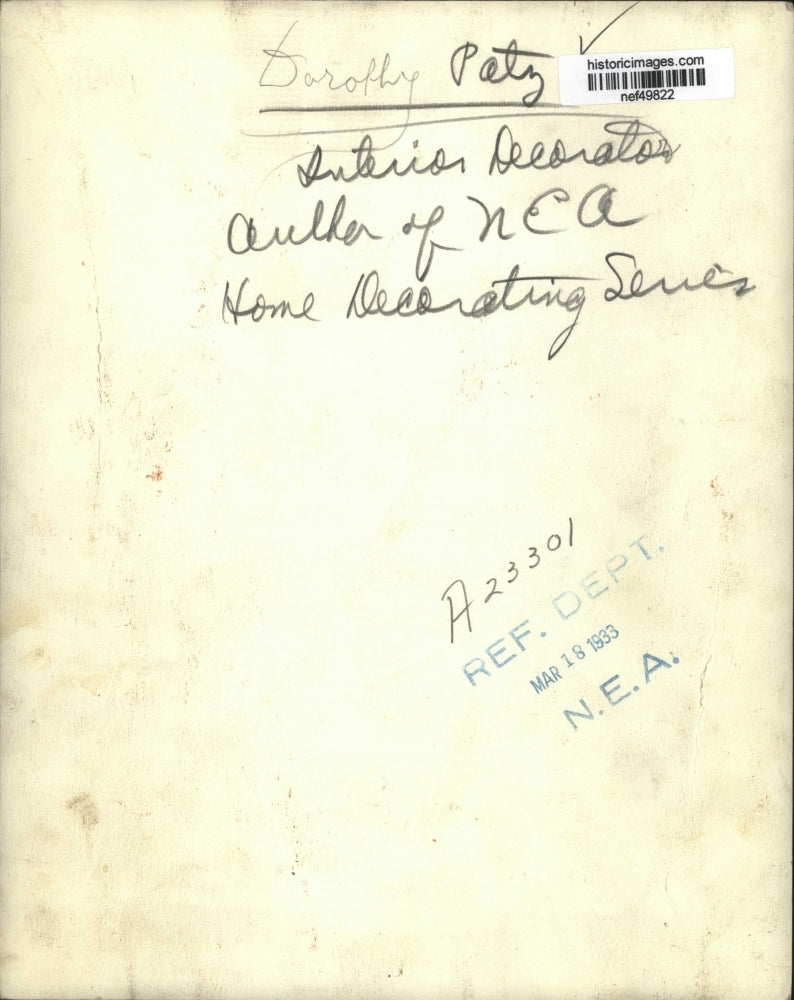 1933 Press Photo Interior Decorator Dorothy Patz - nef49822