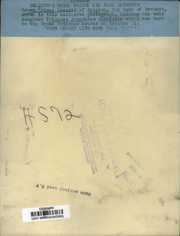 1924 Press Photo King Leopold III of Belgium w Princess Josephine Charlotte