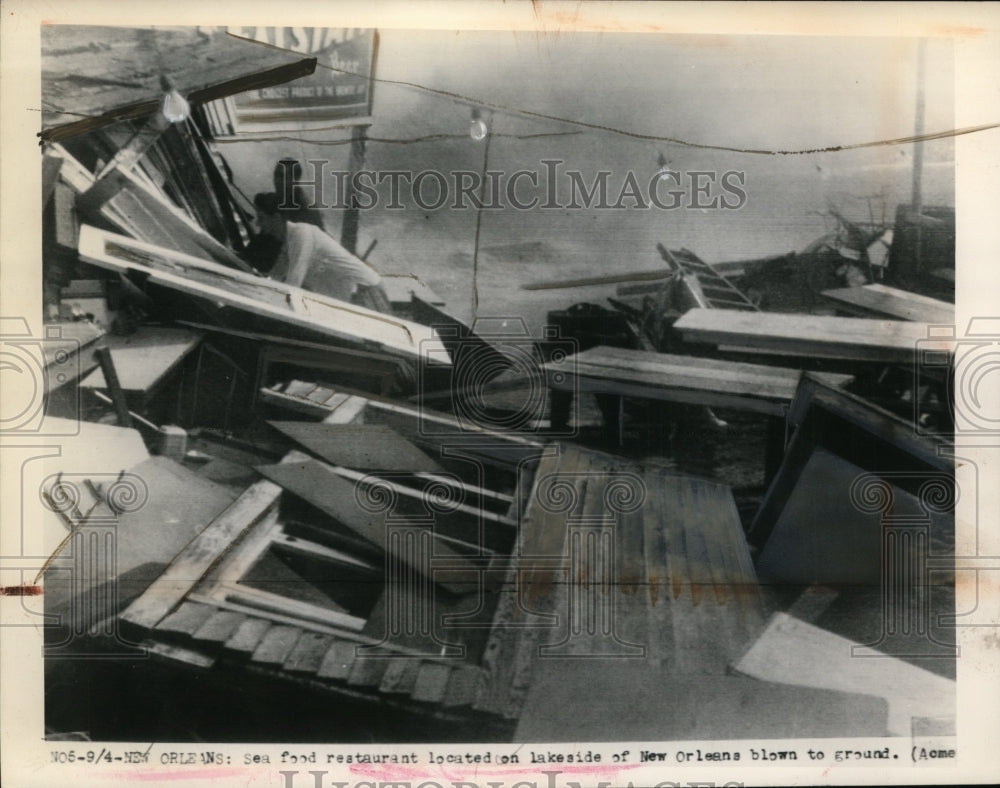 1949 Press Photo Sea Food Restaurant at New Orleans destroyed by Storms