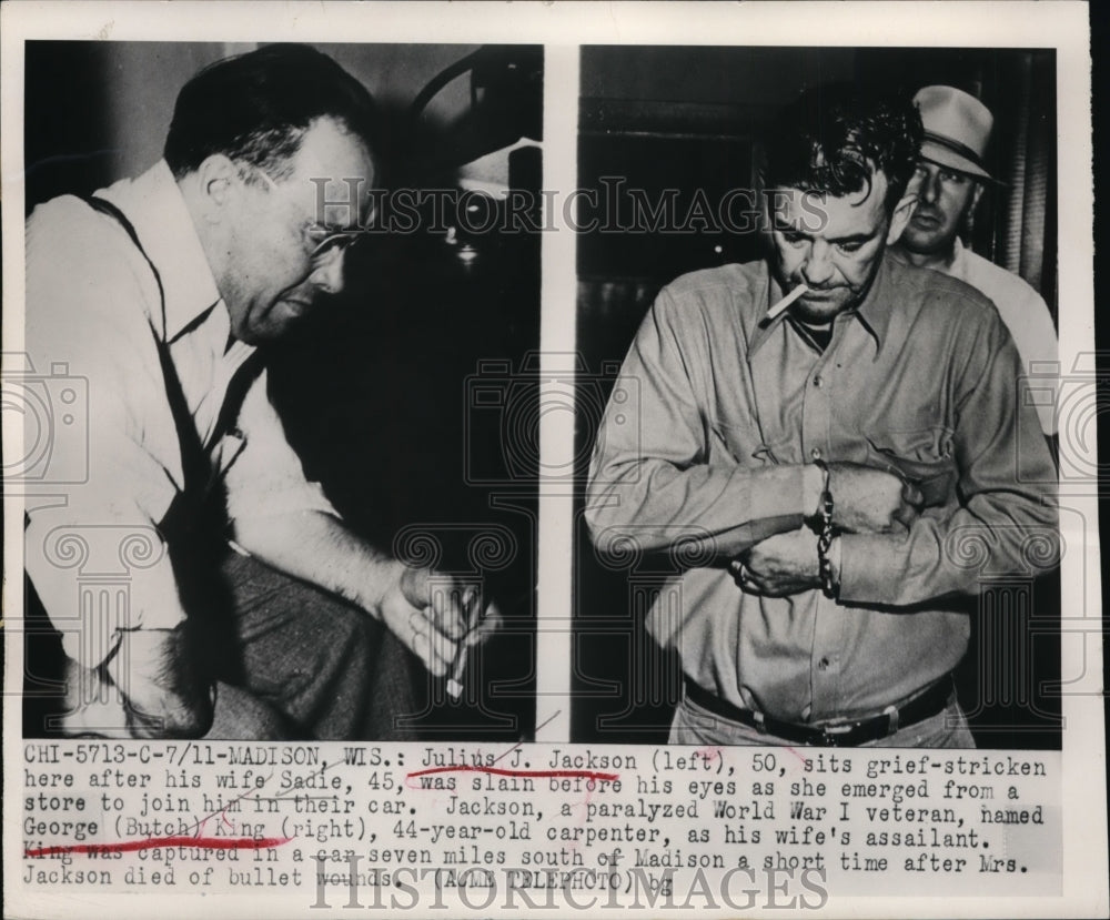 1949 Press Photo Julius J.Jackson in grief after wife was slain by George King