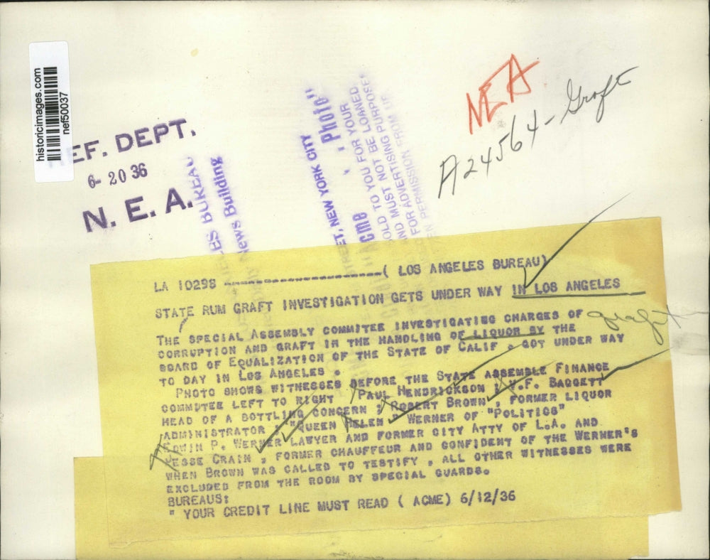 1936 Press Photo Assembly Committee investigating Charges of State Rum Graft