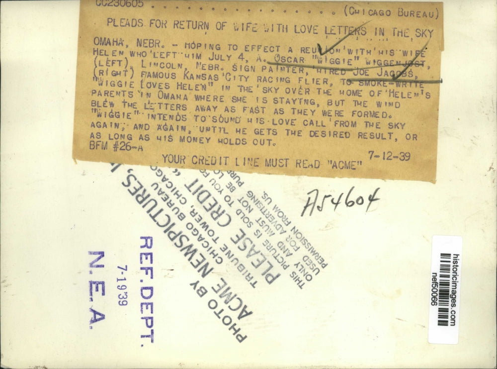 1939 Press Photo Oscar Wiggie Wiggenjost Painter and Racign Filer Joe Jacobs